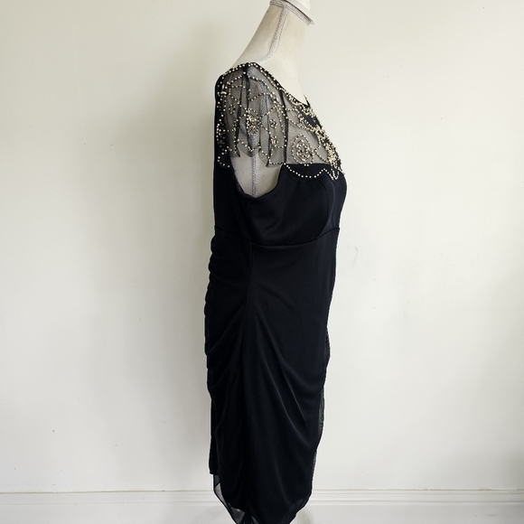 DJ Jaz Cap Sleeve Beaded Neck Sheath Dress - Picture 9 of 11